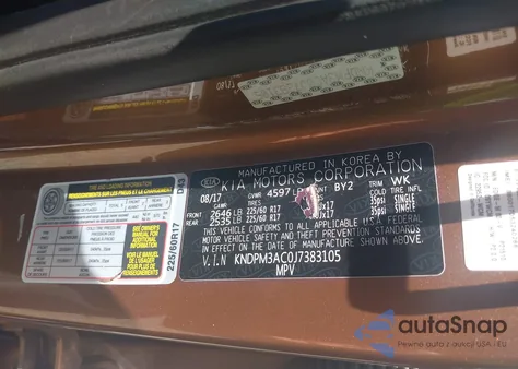 2018 Kia Sportage Lx z USA, uszkodzony, nr VIN KNDPM3AC0J7383105